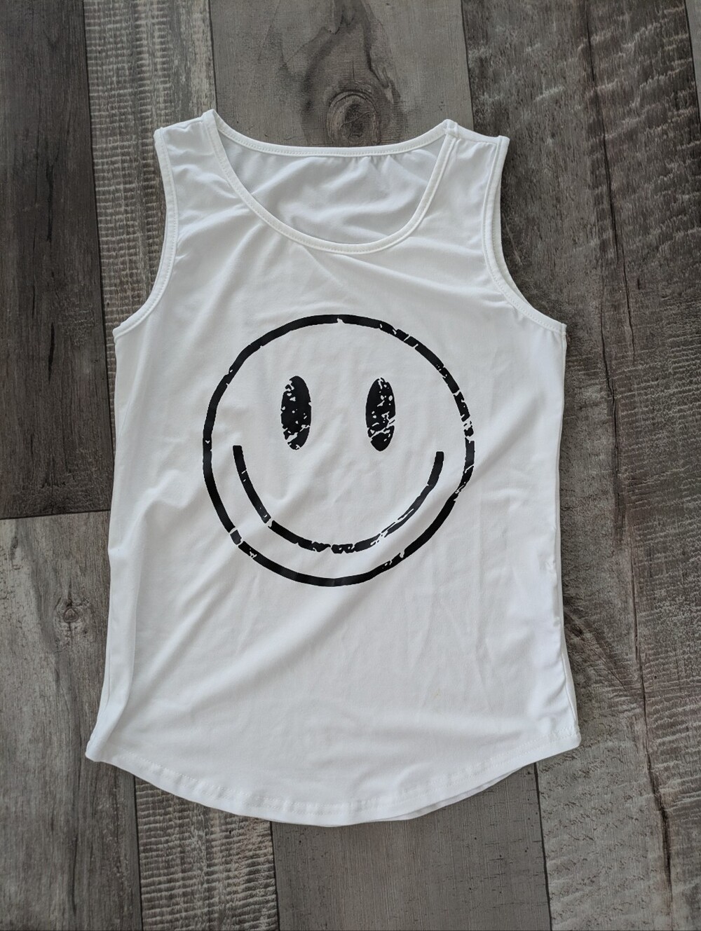 Women's‎ Smiley Face White Tank Top Size XS